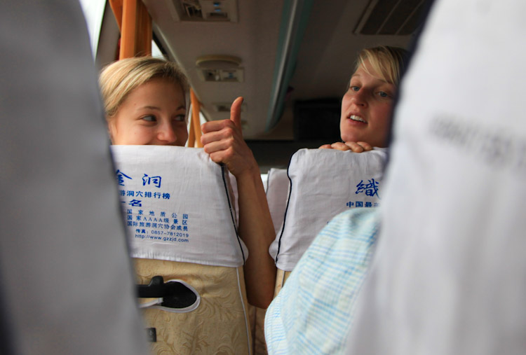 Sasha Digiulian and Emily Harrington in route to China's Getu Valley for the 2011 Petzl Rock Trip