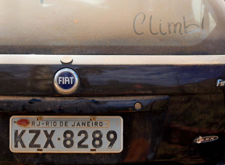 Climber's dusty car parked at Serra do Cipo, one of Brazil top climbing areas.