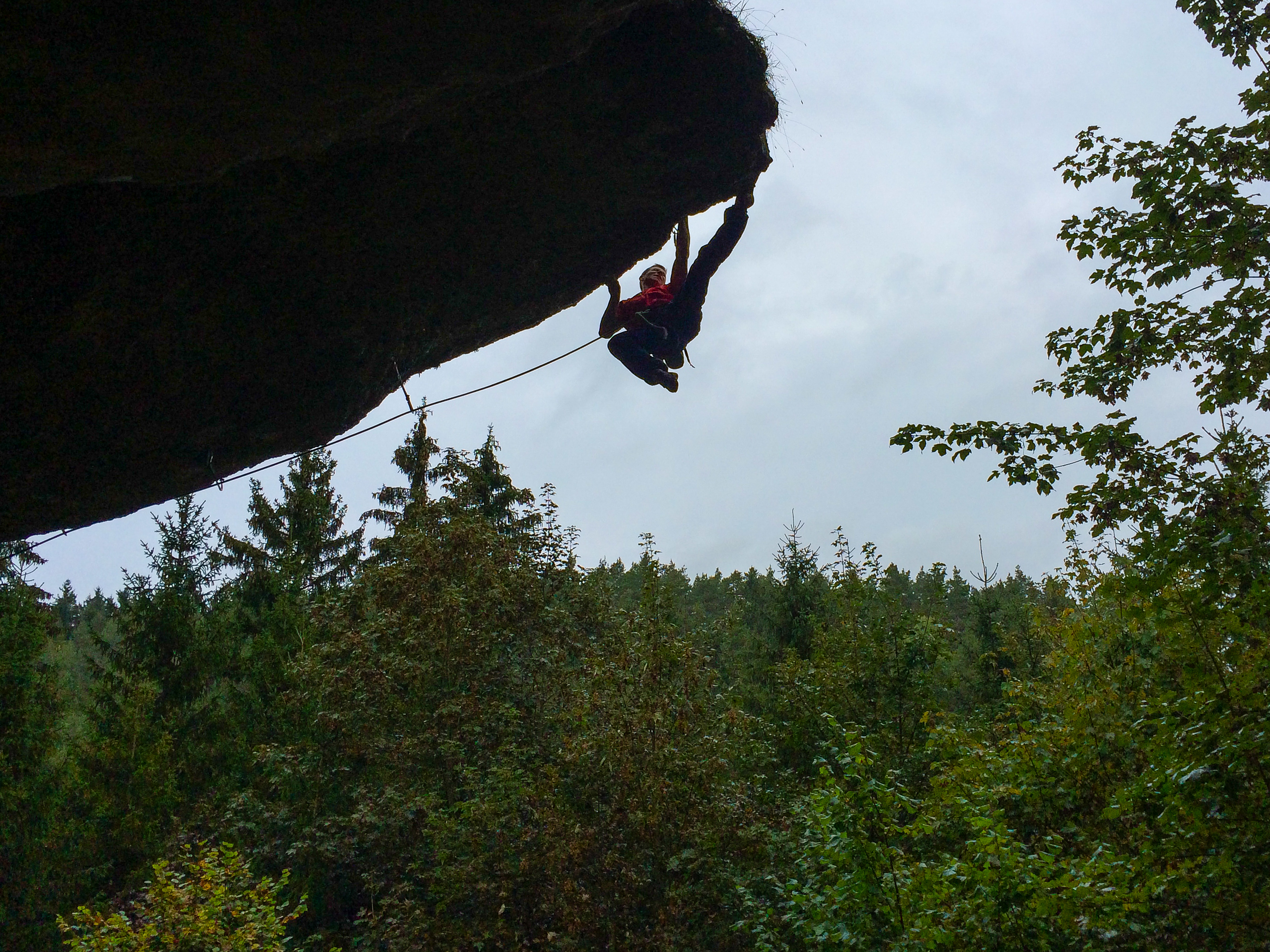 Pascal Frentiu climbing in Frankenjura, Germany.