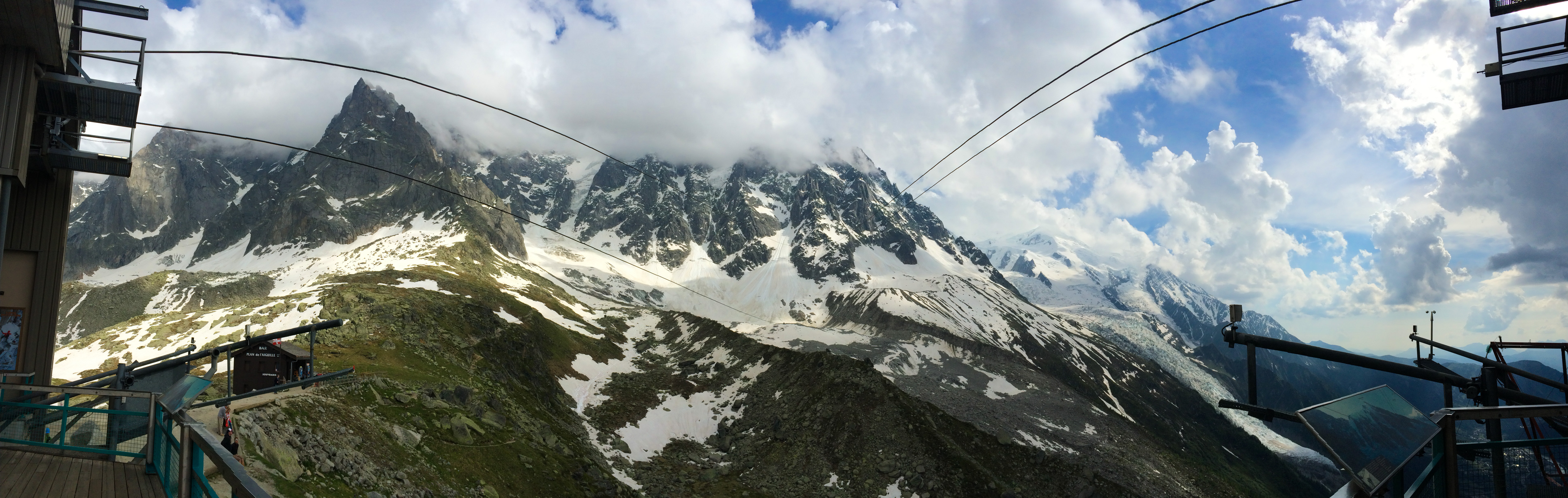 Cable car up to Mont Blanc for my first real alpine climb.