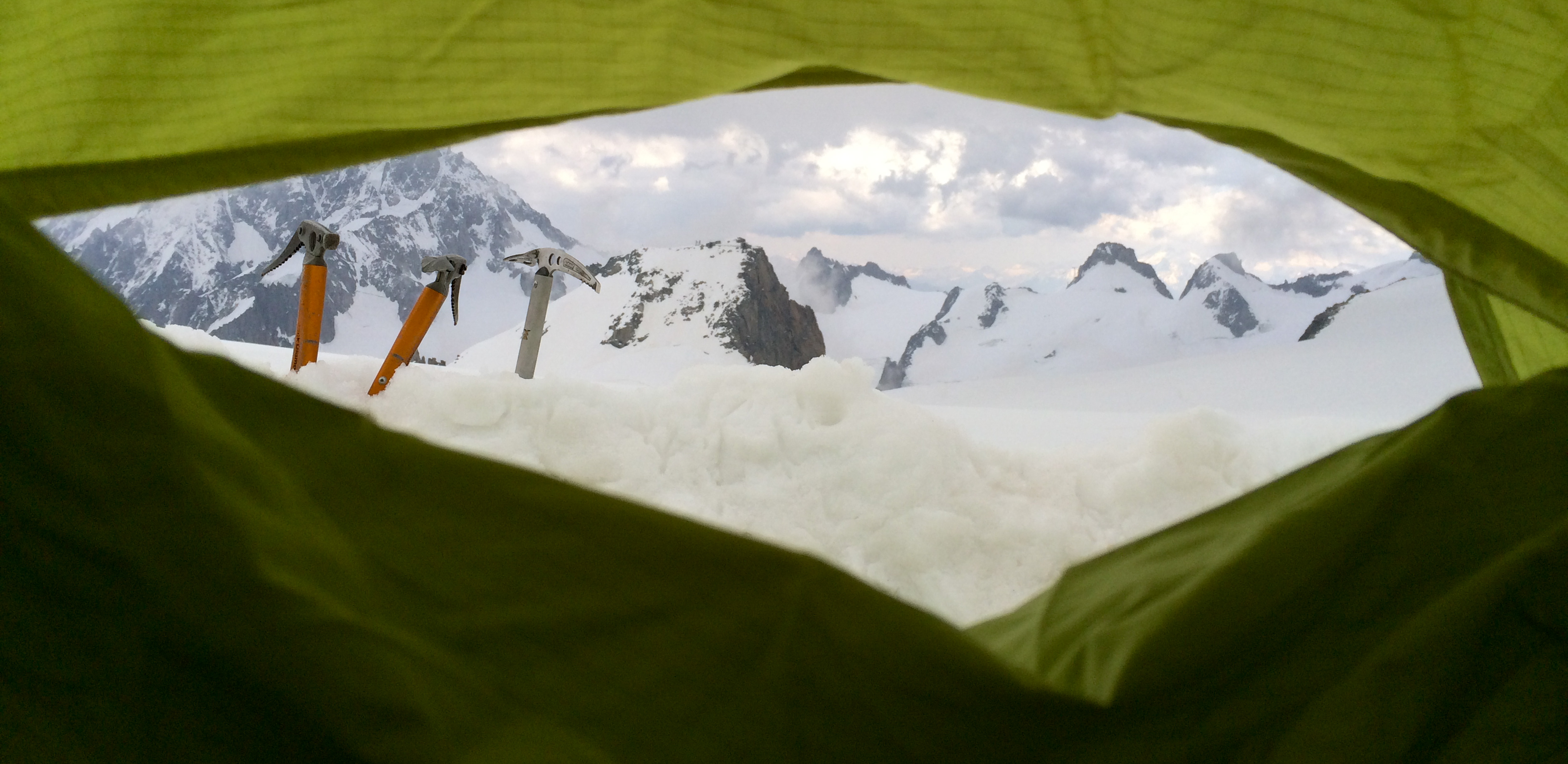 View from the tent at our base camp in Mont Blanc.